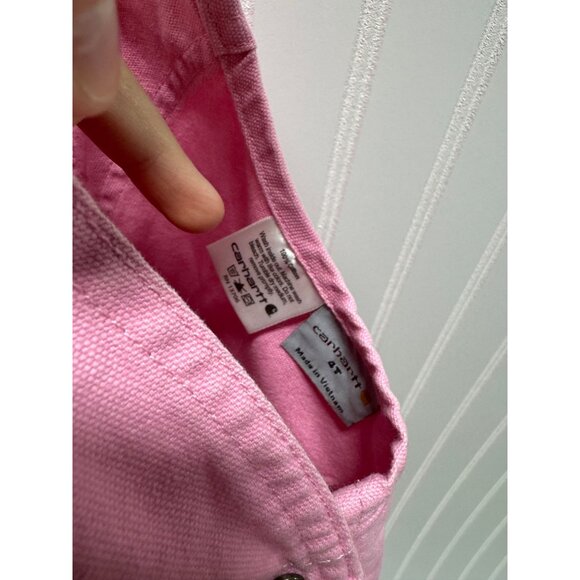 Carhartt Pink Canvas Overall Bibs Girl Toddler Size 4T - Picture 2 of 8